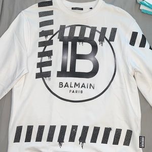 balmain crystal encrusted crew neck/ long sleeve
